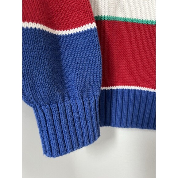 Vintage 90s Lands End Womens S/M Stripe Color Block Knit Crewneck Sweater Preppy - Picture 5 of 9